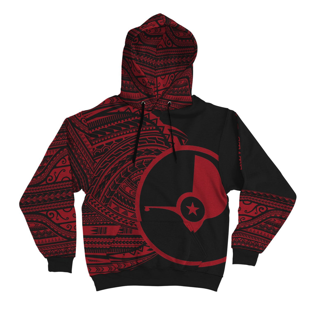 Yap Hoodie Micronesia Red Patterns With Coat of Arms - Polynesian Pride