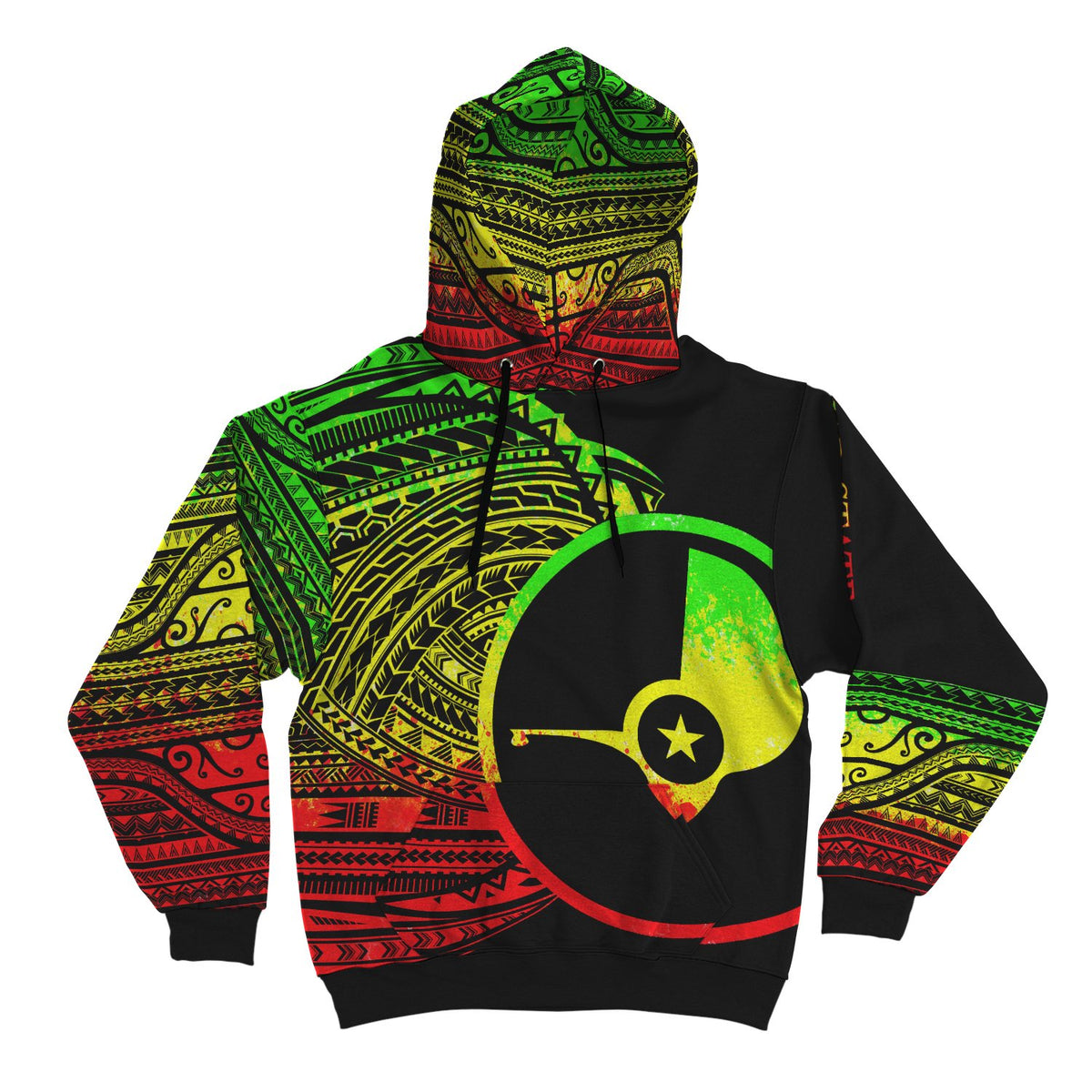 Yap Hoodie Micronesia Reggae Patterns With Coat of Arms - Polynesian Pride