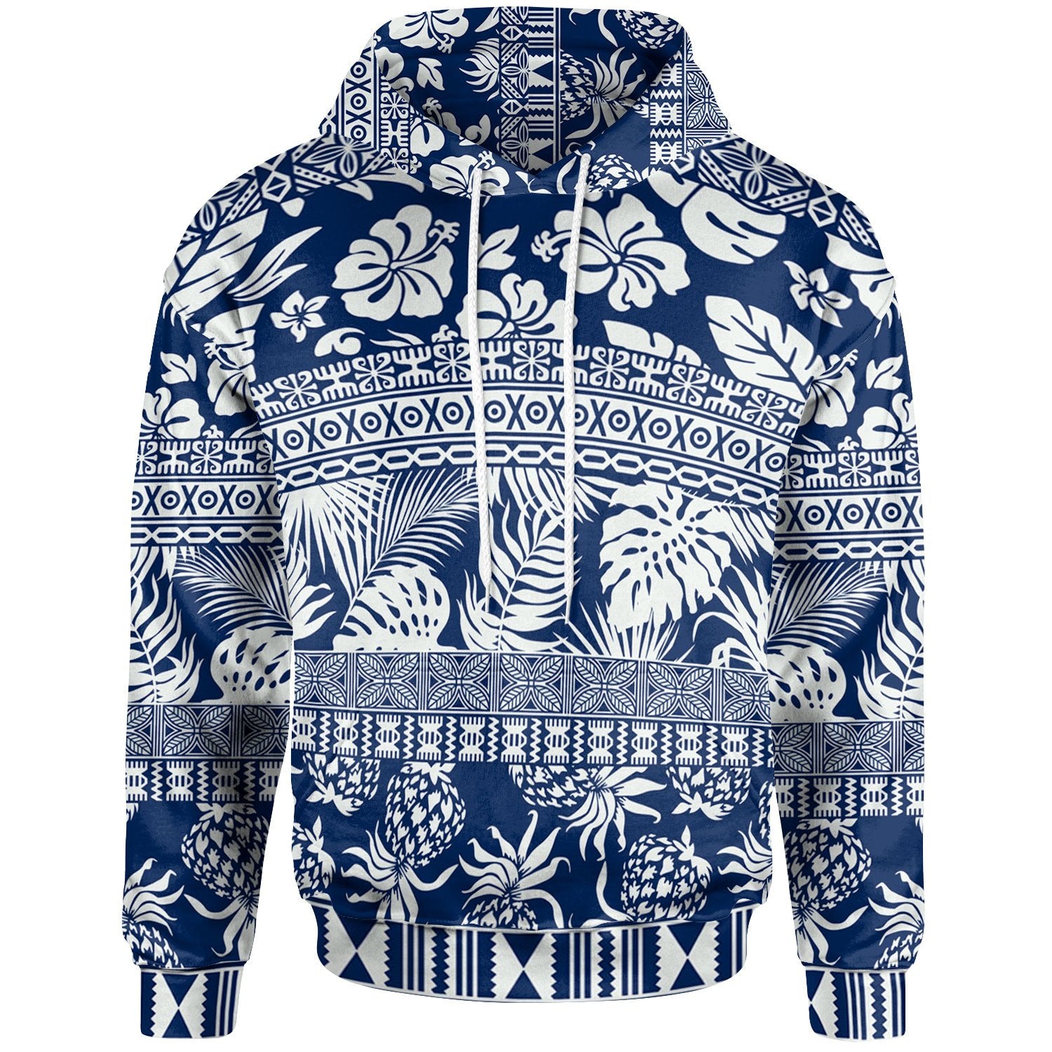 Polynesian Hoodie Hibiscus Tropical Leaves Pattern Unisex Vintage Color - Polynesian Pride