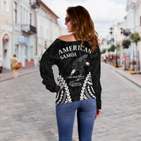 American Samoa Off Shoulder Sweater Eagle mix Polynesian LT13 - Polynesian Pride
