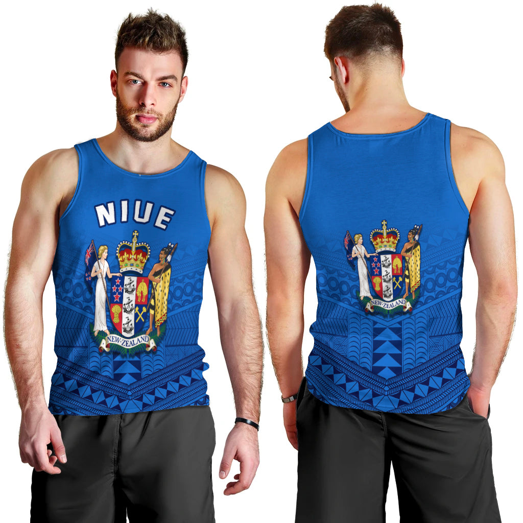 Niue Men Tank Top Rock of Polynesia LT13 Blue - Polynesian Pride