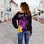 (Custom Personalised) Hawaii Turtle Off Shoulder Sweater Hawaiian Flowers Version Purple Elegant LT13 - Polynesian Pride