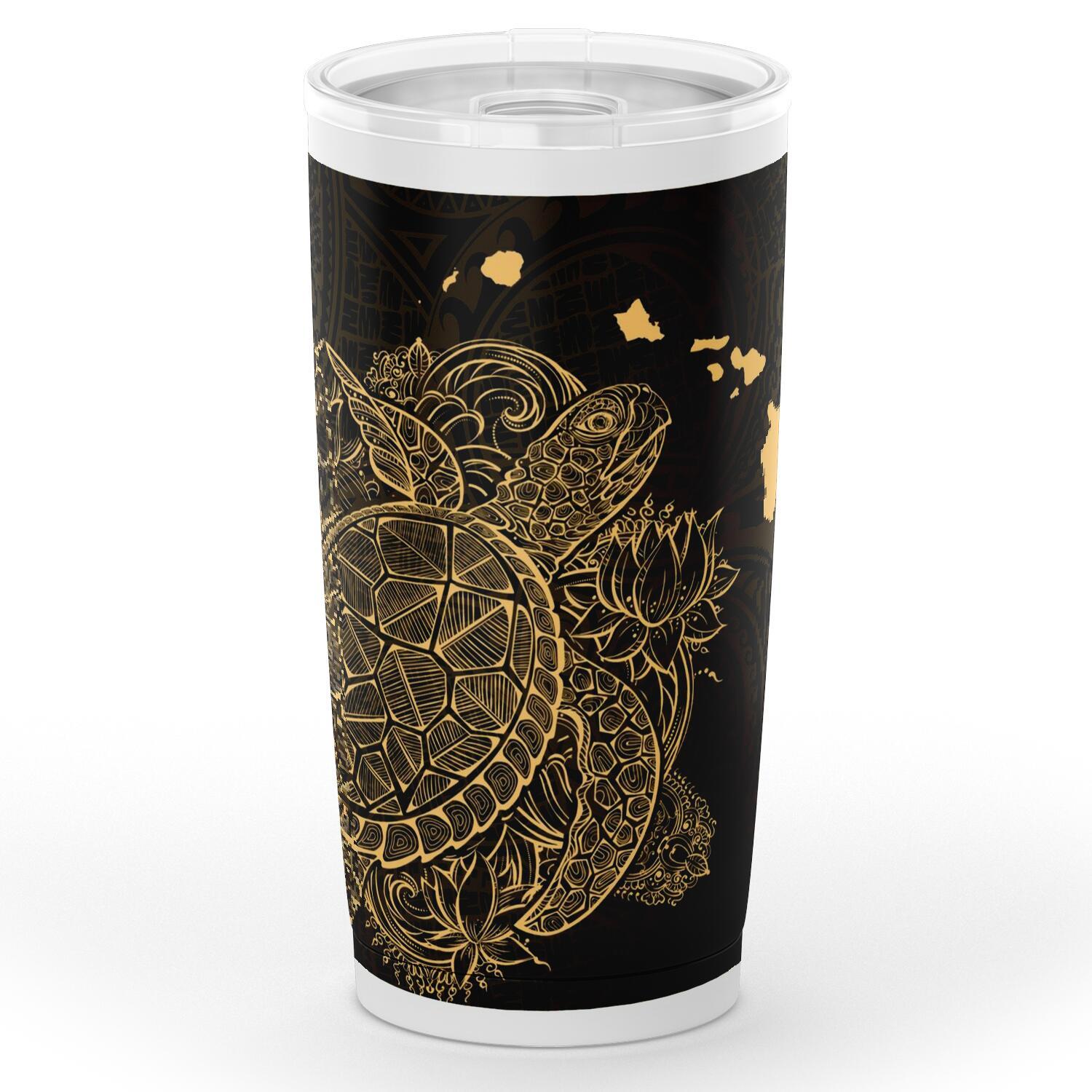 Hawaii Tumbler - Turtle Polynesian Patterns One Style Black - Polynesian Pride