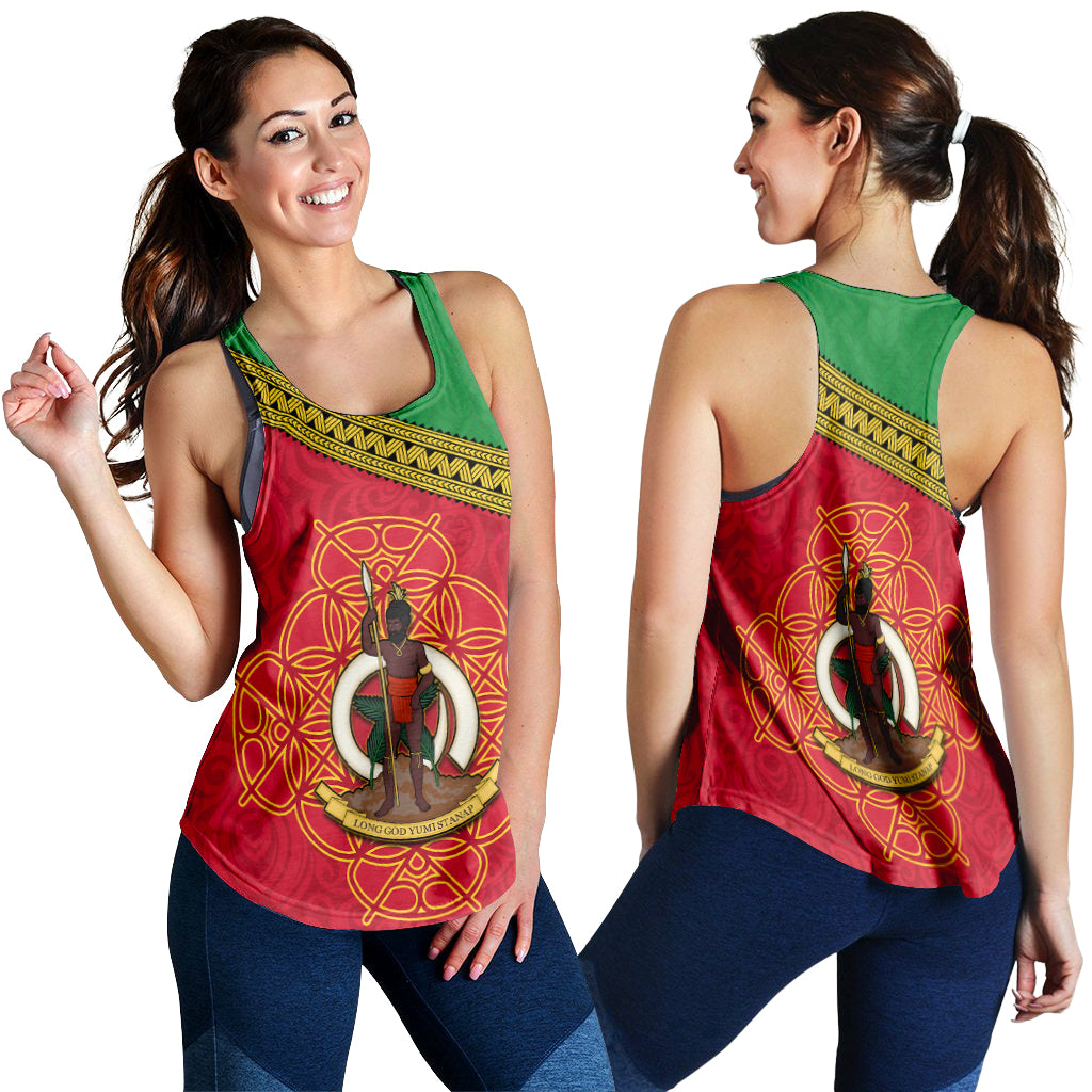 Vanuatu Women Racerback Tank Pattern Sand Drawing LT13 Red - Polynesian Pride