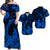 Polynesian Couple Outfits Hawaii Matching Dress and Hawaiian Shirt Polynesia Blue Fish Hook LT13 Blue - Polynesian Pride