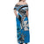 Wallis et Futuna Off Shoulder Long Dress Polynesian Pattern and Hibiscus Flowers Version Blue LT13 - Polynesian Pride