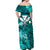 (Custom Personalised) Hawaii Off Shoulder Long Dress Map and Turtle Turquoise Flowers LT13 - Polynesian Pride