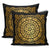 Hibiscus Gold Circle Pillow Covers One Size Zippered Pillow Cases 18"x 18" (Twin Sides) (Set of 2) Black - Polynesian Pride