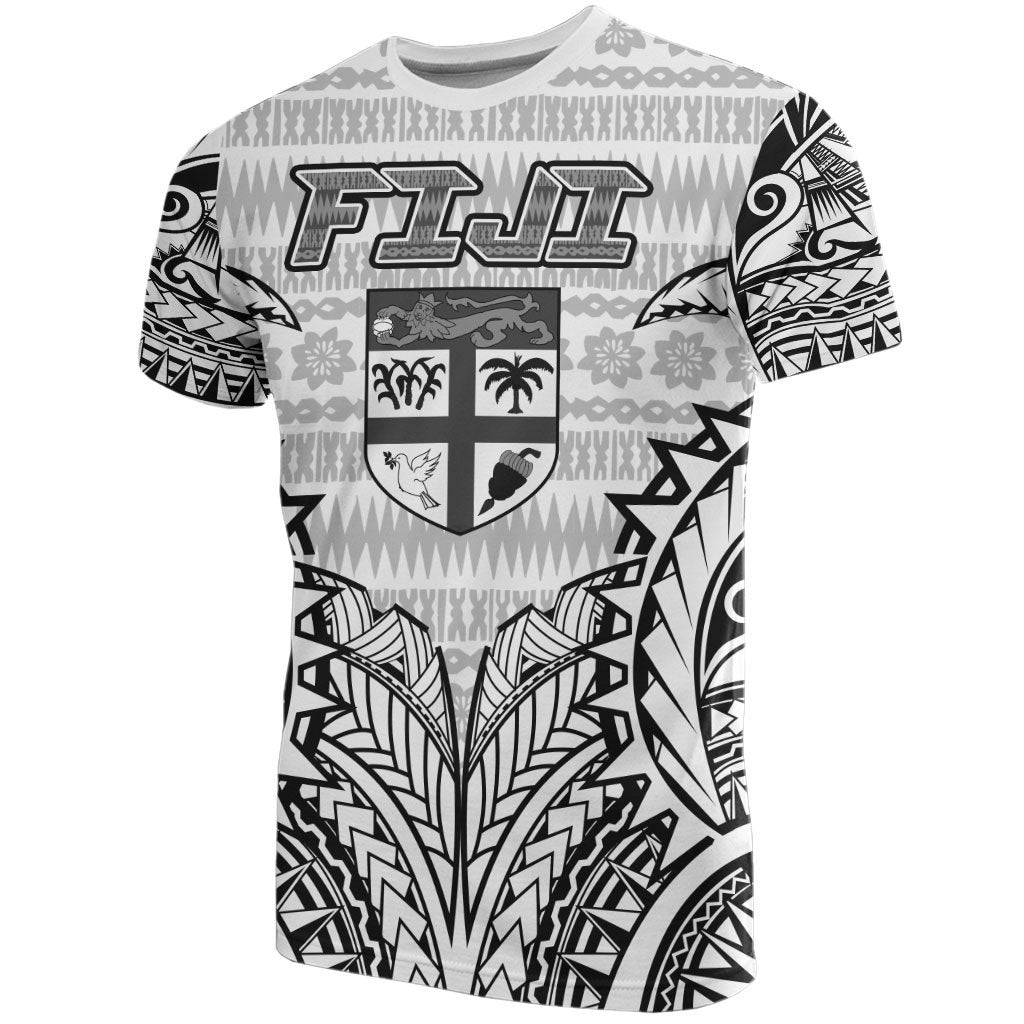 Fiji T Shirt Fijian Flag Polynesian Tattoo Tapa Style Unisex White - Polynesian Pride