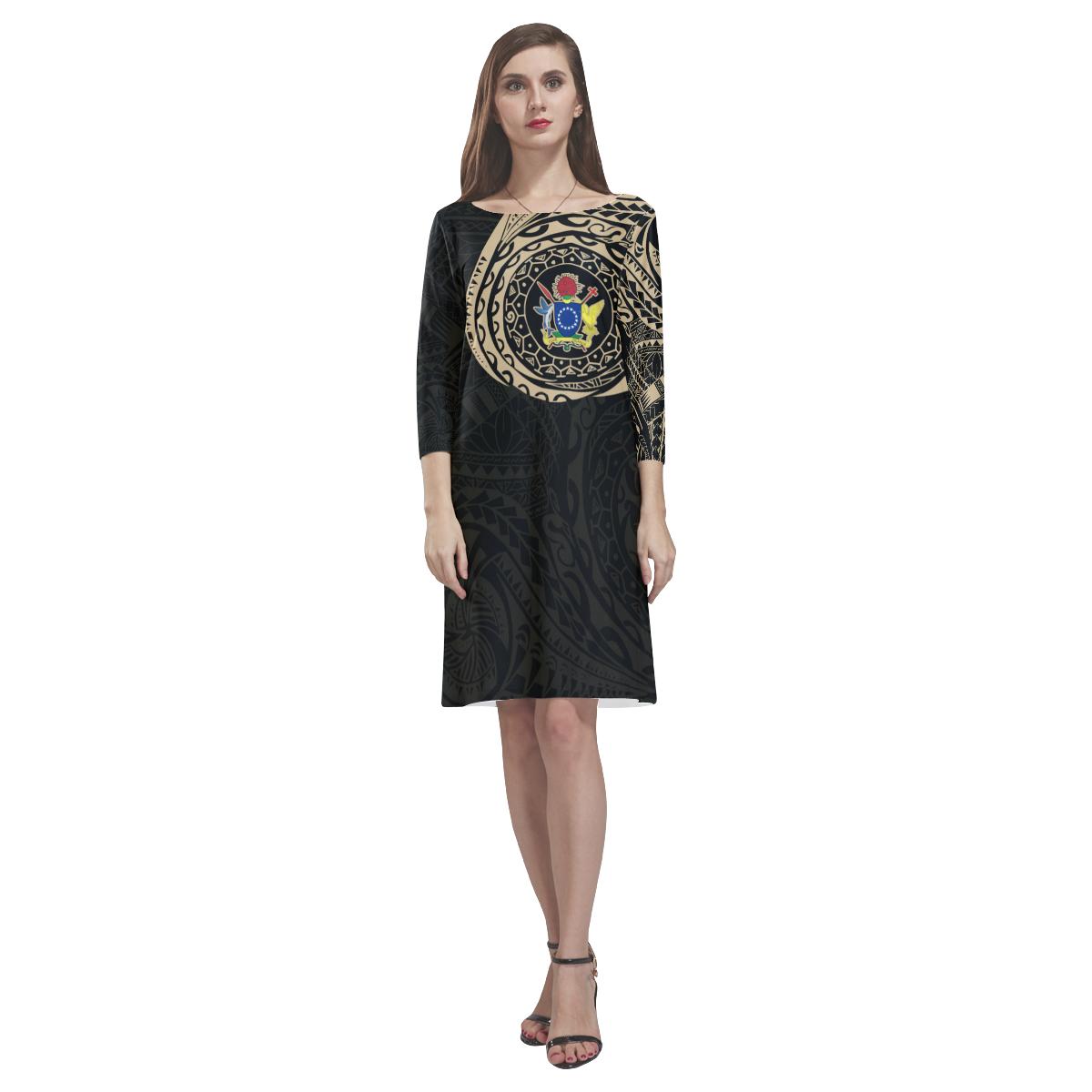 Cook Islands in My Heart - Rhea Loose Round Neck Dress - Polynesian Pride