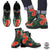 Hawaii Red Hibiscus Leather Boots Black & Green - Polynesian Pride