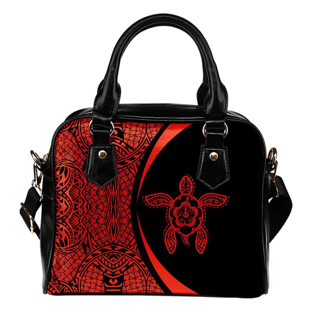 Hawaii Turtle Polynesian Shoulder Handbag - Circle Style Red One Size White - Polynesian Pride