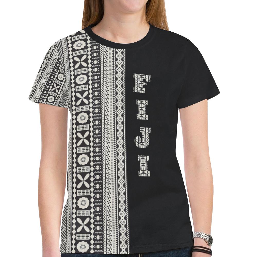 Fiji T Shirt Fijian Tapa Half Style (MenS/WomenS) Th1 Unisex Black - Polynesian Pride