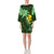 Hawaii Bell Sleeve Dress - Green Hibiscus - Polynesian Pride