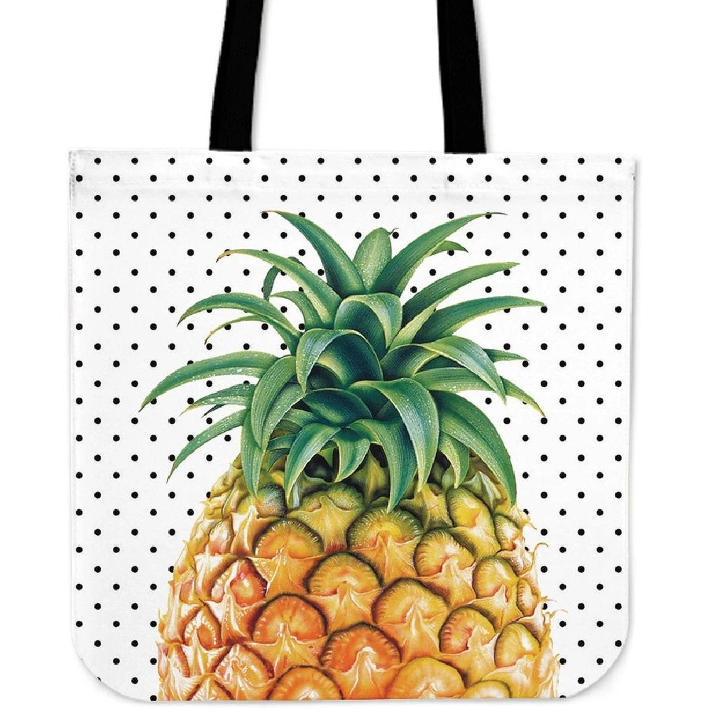 Pineapple Dottie Tote Bag Tote Bag One Size White - Polynesian Pride