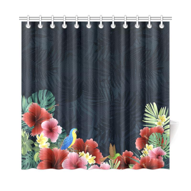 Colorful Jungle Shower Curtain 177 x 172 (cm) White - Polynesian Pride