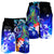 Fiji Men's Shorts - Humpback Whale with Tropical Flowers (Blue) - Polynesian Pride