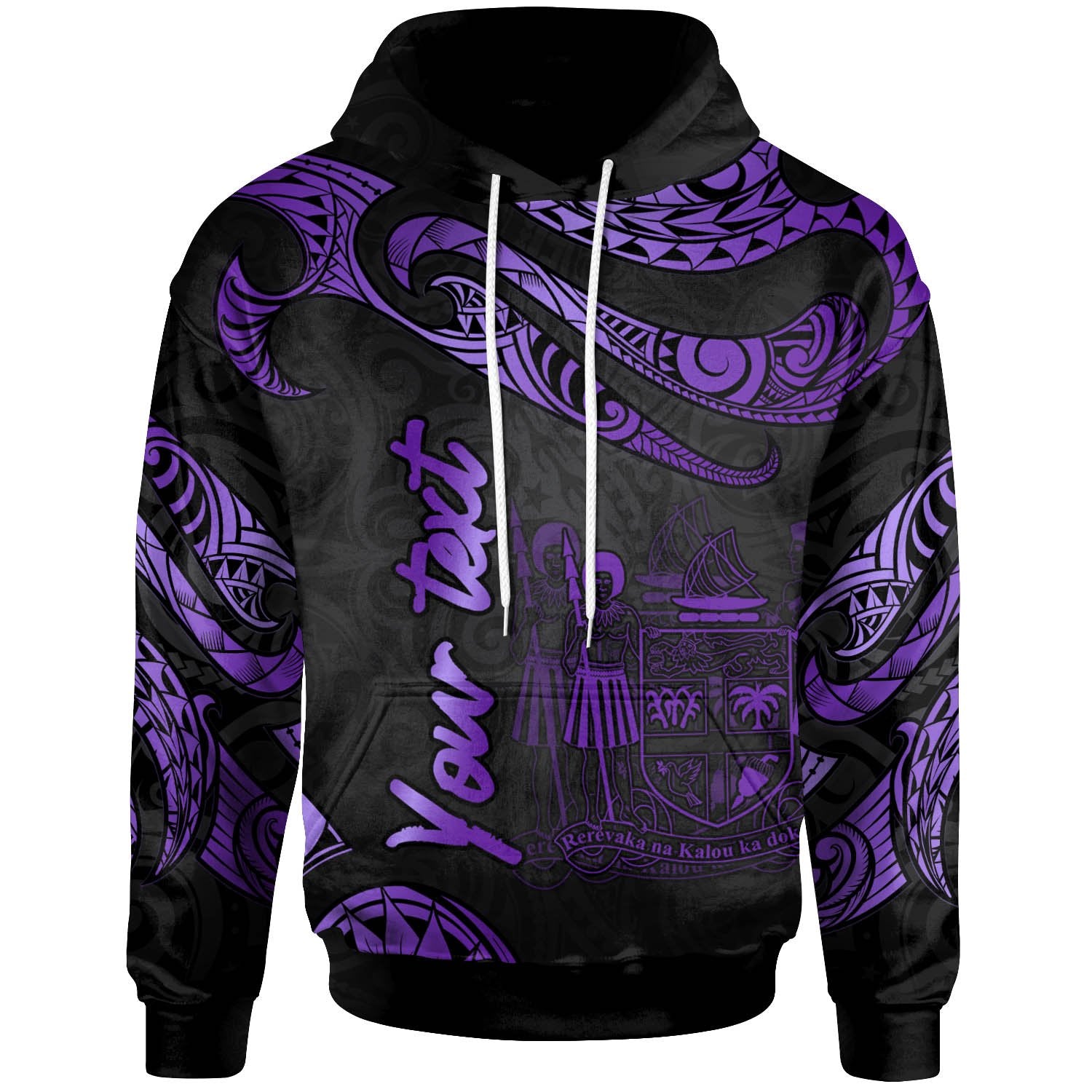 Fiji Polynesian Custom Hoodie Polynesian Tattoo Purple Version Unisex Purple - Polynesian Pride