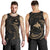 Papua New Guinea Polynesian Men's Tank Top - Gold Tribal Wave Black - Polynesian Pride