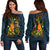 Cook Islands Polynesian Women's Off Shoulder Sweater - Legend of Cook Islands (Blue) Blue - Polynesian Pride