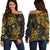 Chuuk State Women's Off Shoulder Sweaters - Abstract Style Black - Polynesian Pride