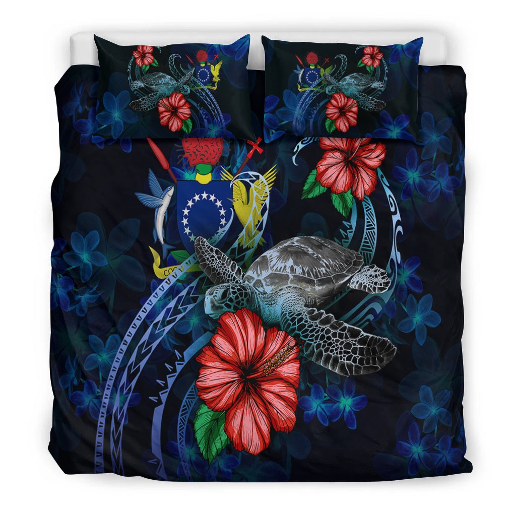Cook Islands Polynesian Bedding Set - Blue Turtle Hibiscus - Polynesian Pride