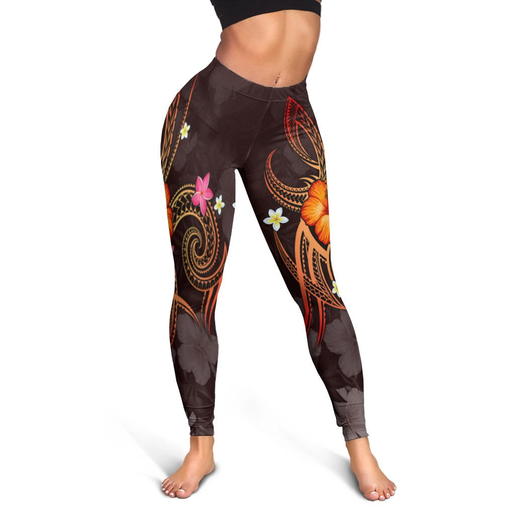 YAP Polynesian Women's Leggings - Legend of YAP (Red) Black - Polynesian Pride