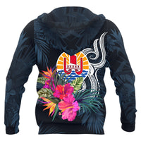 Tahiti Polynesian Zip up Hoodie Tropical Flower - Polynesian Pride