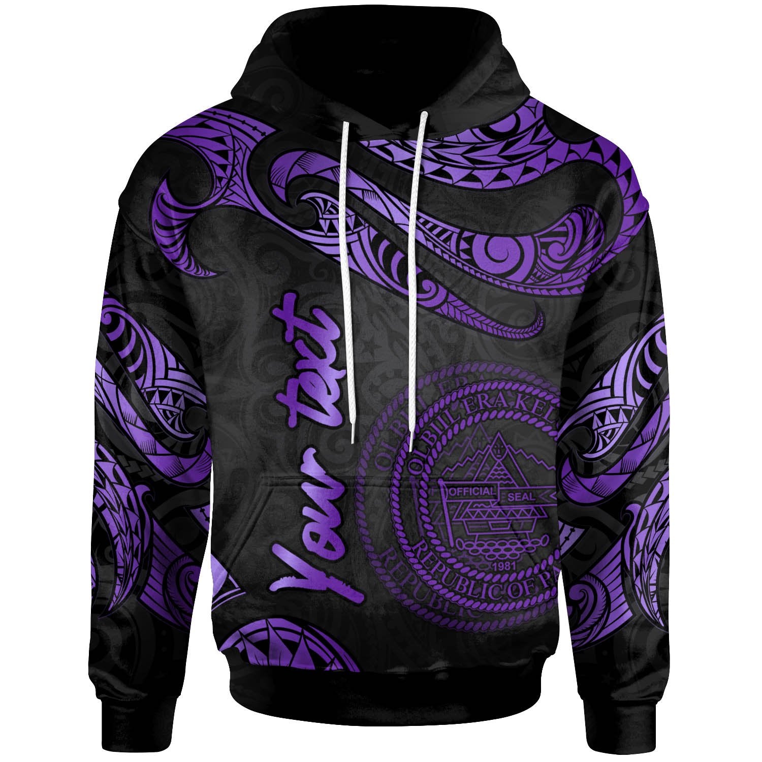 Palau Polynesian Custom Hoodie Polynesian Tattoo Purple Version Unisex Purple - Polynesian Pride