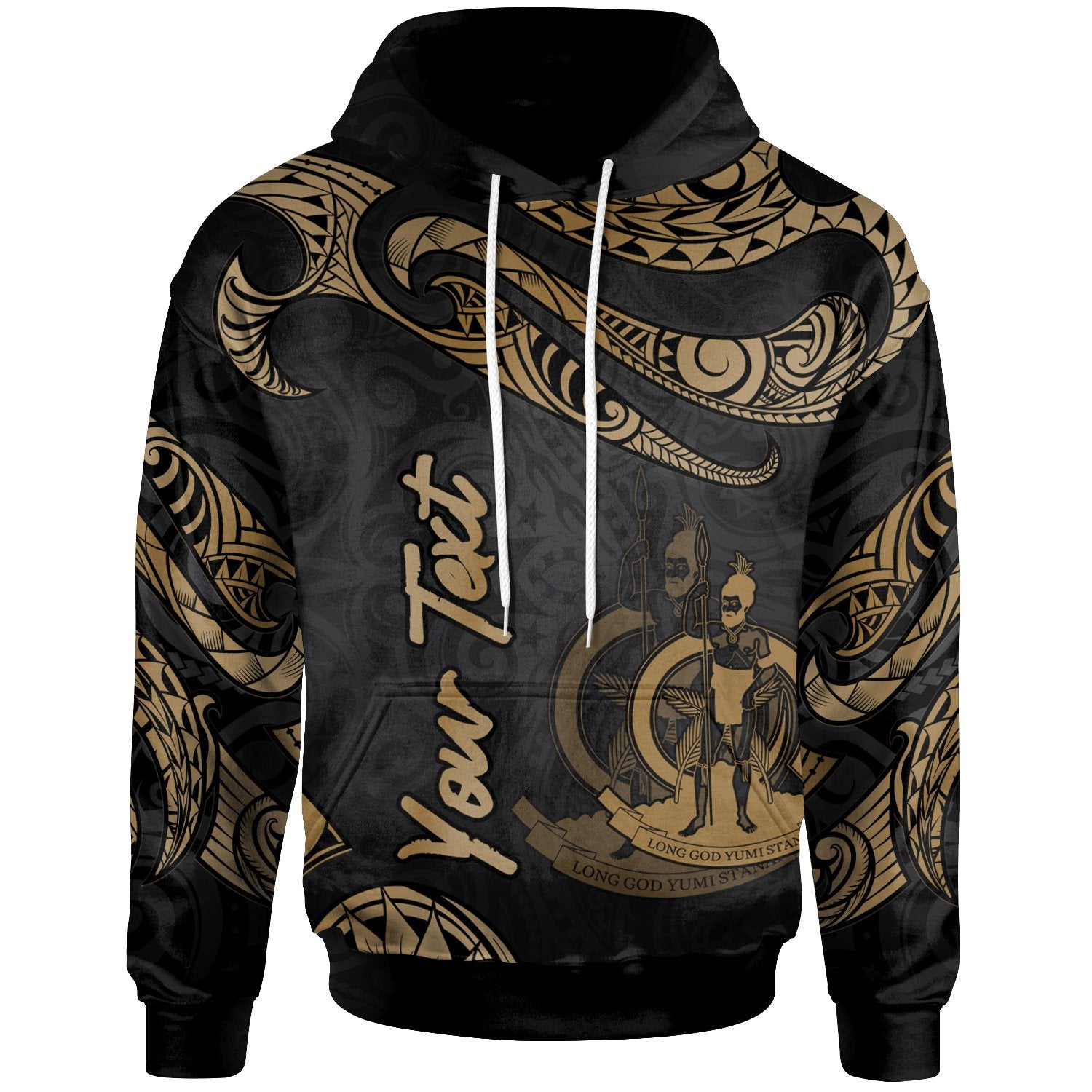 Vanuatu Polynesian Custom Hoodie Polynesian Tattoo Gold Version Unisex Gold - Polynesian Pride