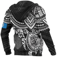 Northern Mariana Islands Polynesian Hoodie (Zip up) White Turtle - Polynesian Pride