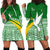 Tailevu Rugby Hoodie Dress Fiji Rugby Tapa Pattern Green LT13 Green - Polynesian Pride