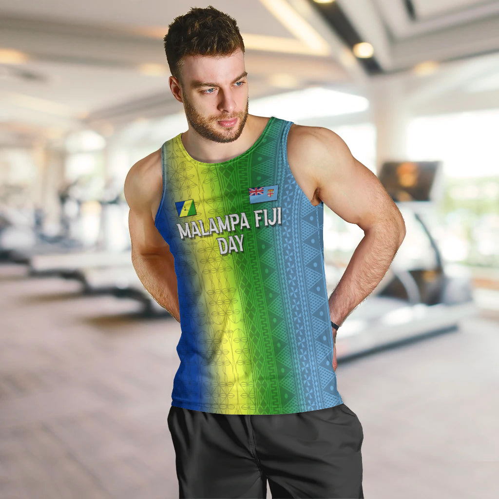 (Custom Personalised) Vanuatu Malampa Fiji Day Men's Tank Top - Flag Version - LT12 - Polynesian Pride