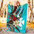 Wallis and Futuna Premium Blanket - Tribal Flower With Special Turtles Blue Color - Polynesian Pride