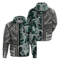 Polynesian Hoodie Turtle With Ethnic Motives and Floral Elements LT20 Unisex Green - Polynesian Pride