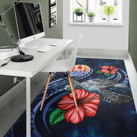 Tahiti Polynesian Area Rug - Blue Turtle Hibiscus - Polynesian Pride