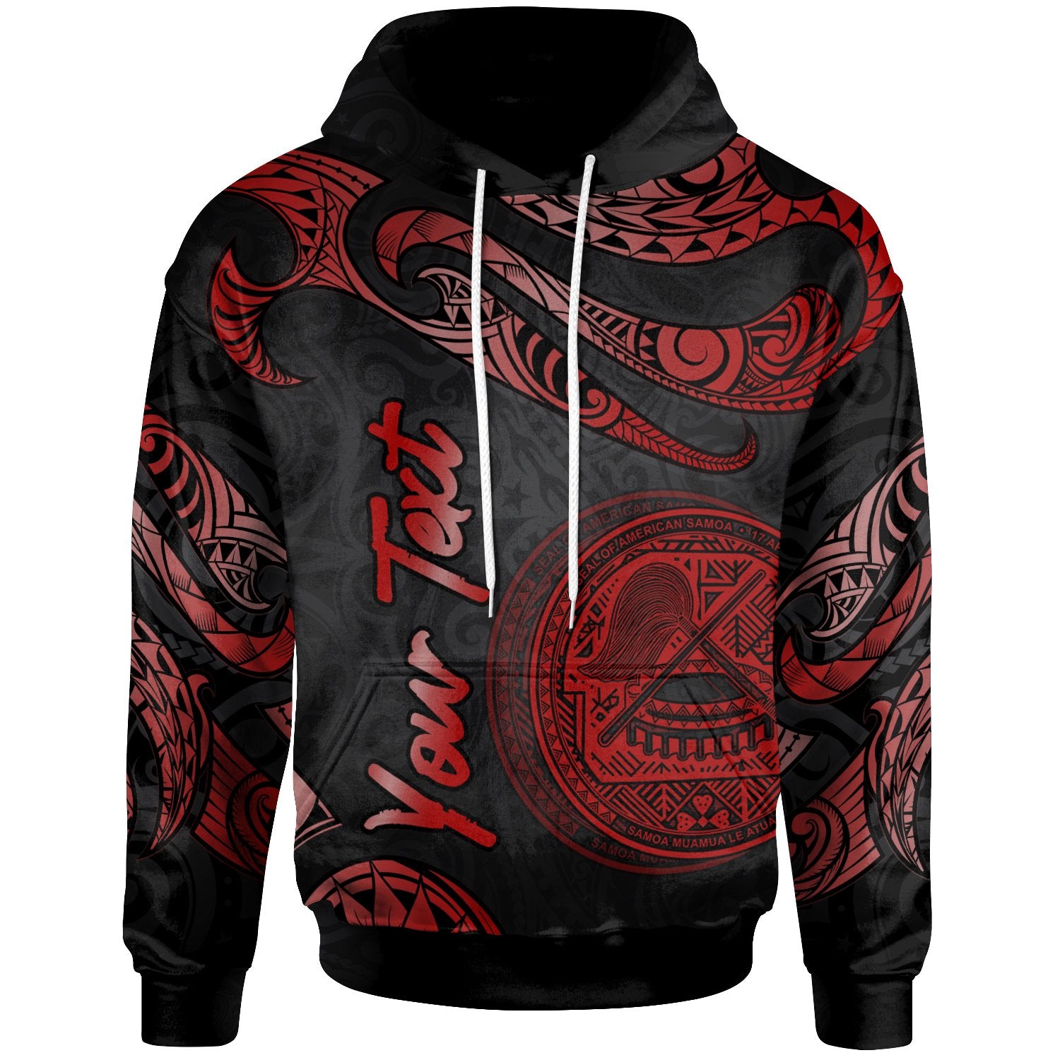 American Samoa Polynesian Custom Hoodie Polynesian Tattoo Red Version Unisex Red - Polynesian Pride