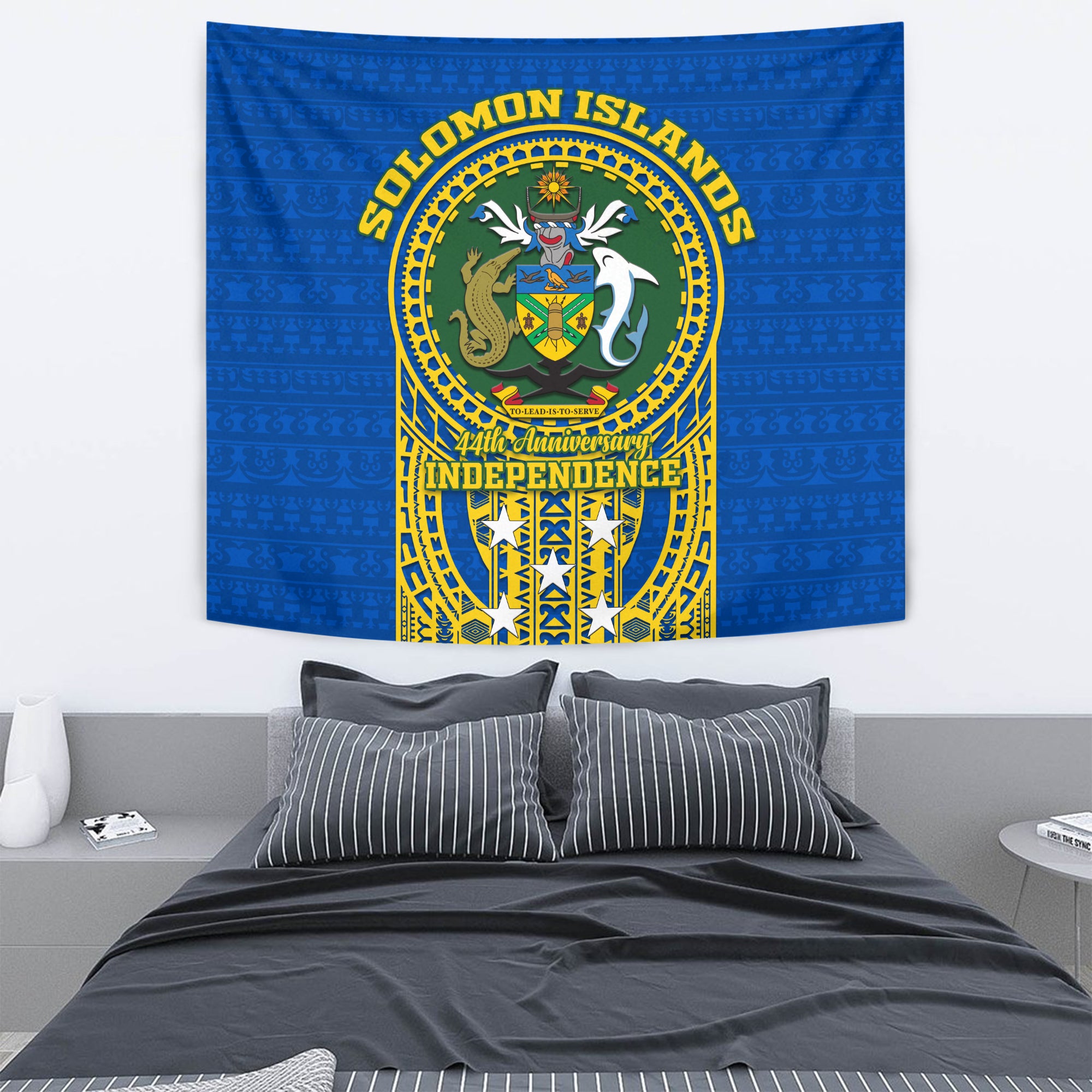 Solomon Islands Independence Anniversary 44th Years Tapestry - LT12 Wall Tapestry Blue - Polynesian Pride