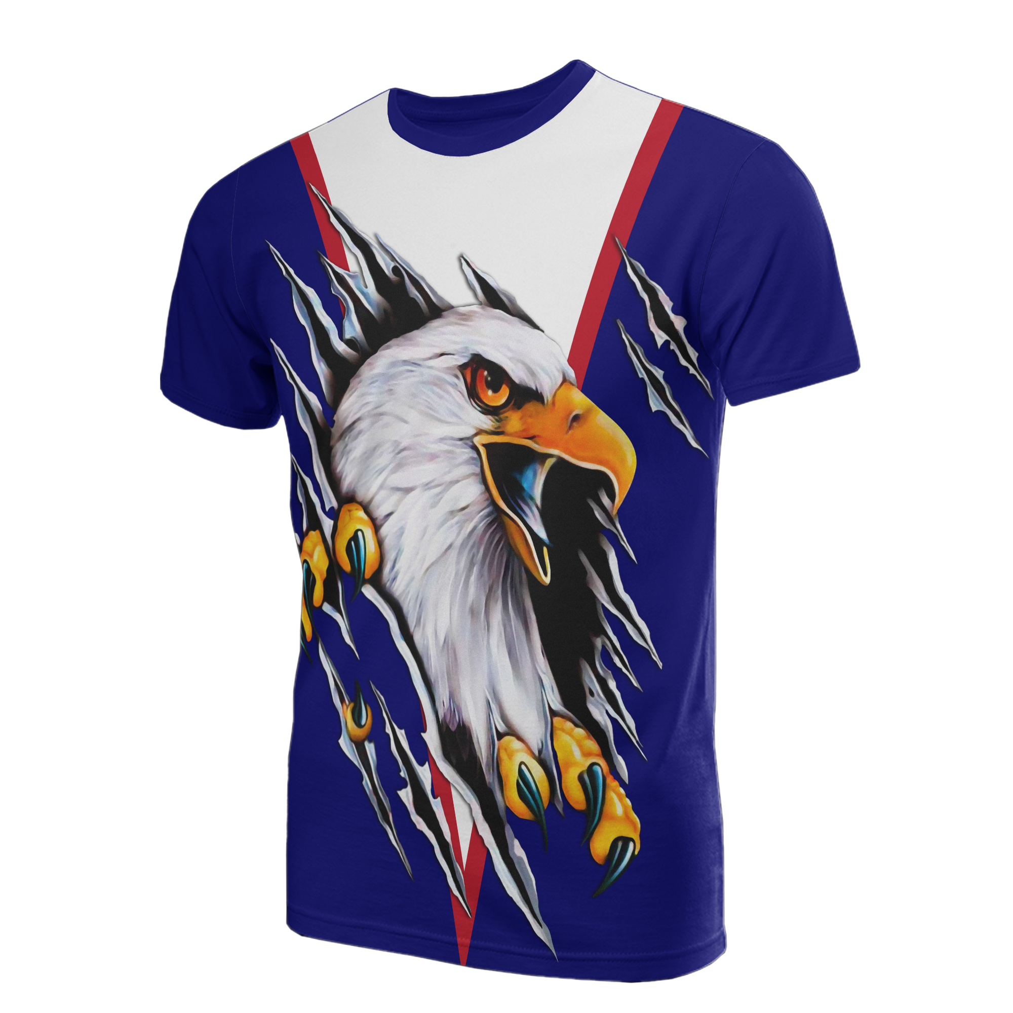 American Samoa T Shirt Eagle Scratch Style Blue Unisex Blue - Polynesian Pride