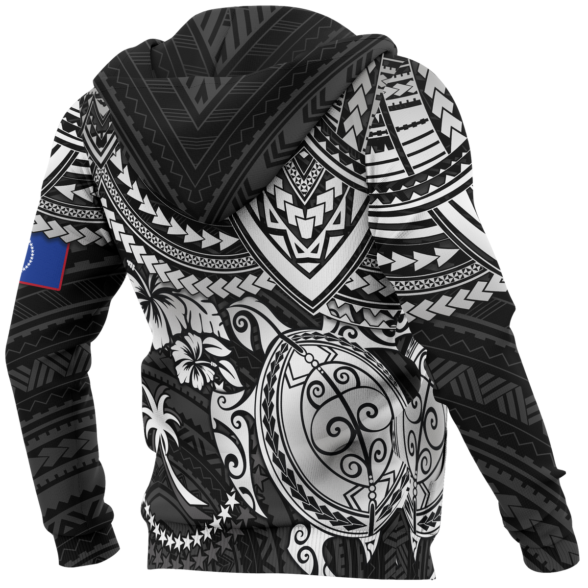 Chuuk Polynesian Hoodie (Zip up) White Turtle - Polynesian Pride