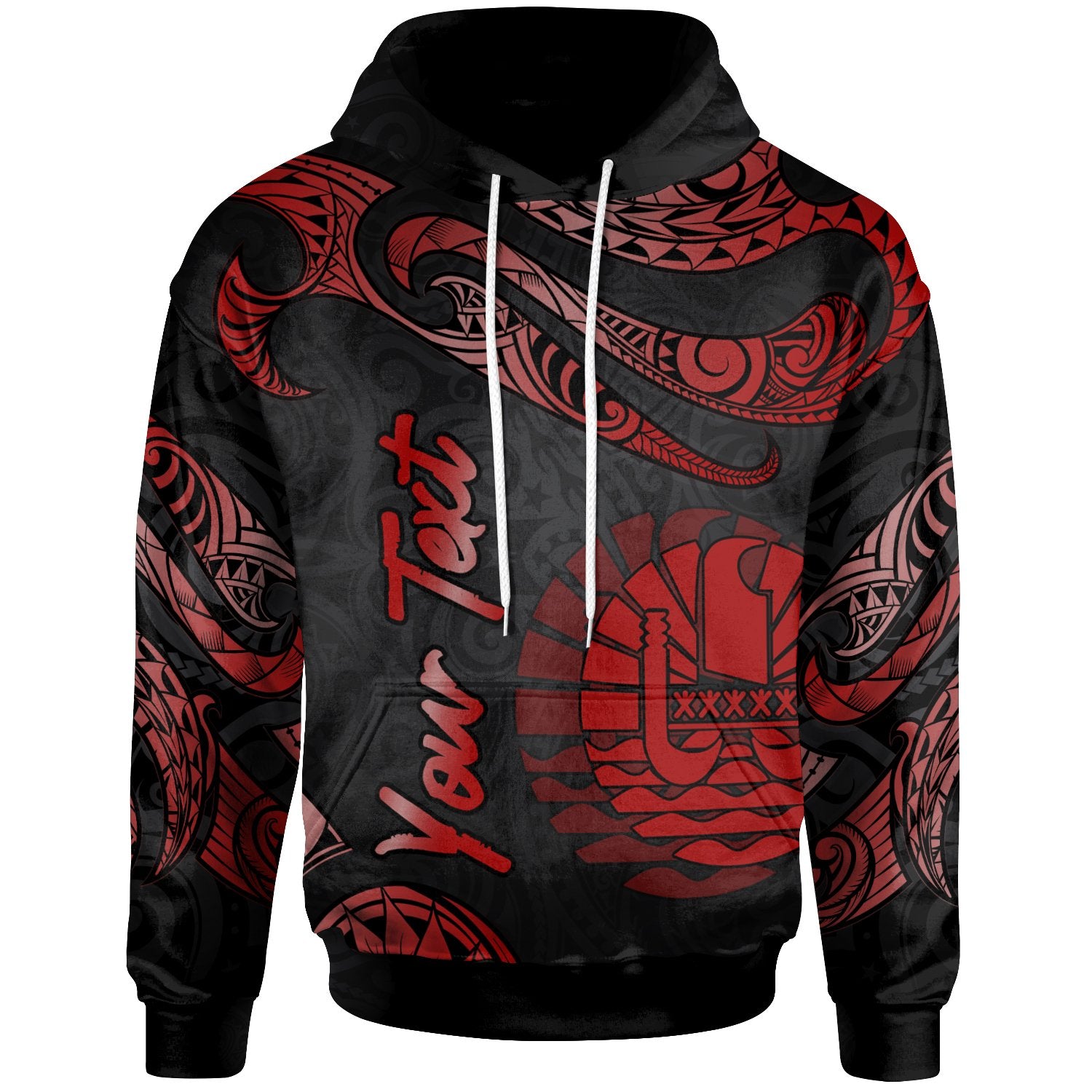 Tahiti Polynesian Custom Hoodie Polynesian Tattoo Red Version Unisex Red - Polynesian Pride