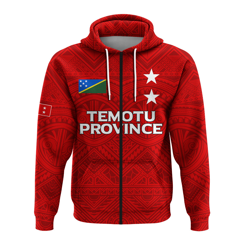 Custom Solomon Islands Temotu Province Zip Hoodie Tribal Pattern LT12 - Polynesian Pride