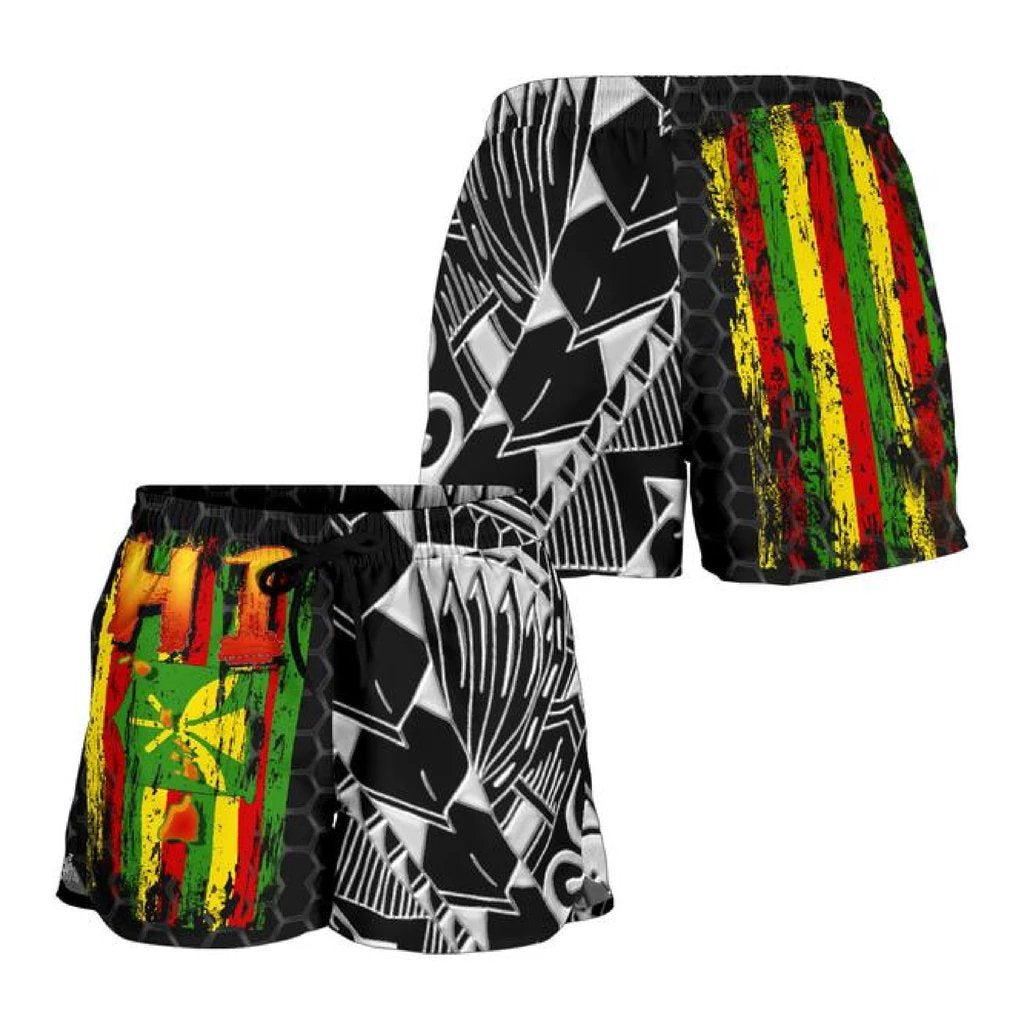 Kanaka Flag Polynesian Women's Short - Dirty Style Women Black - Polynesian Pride