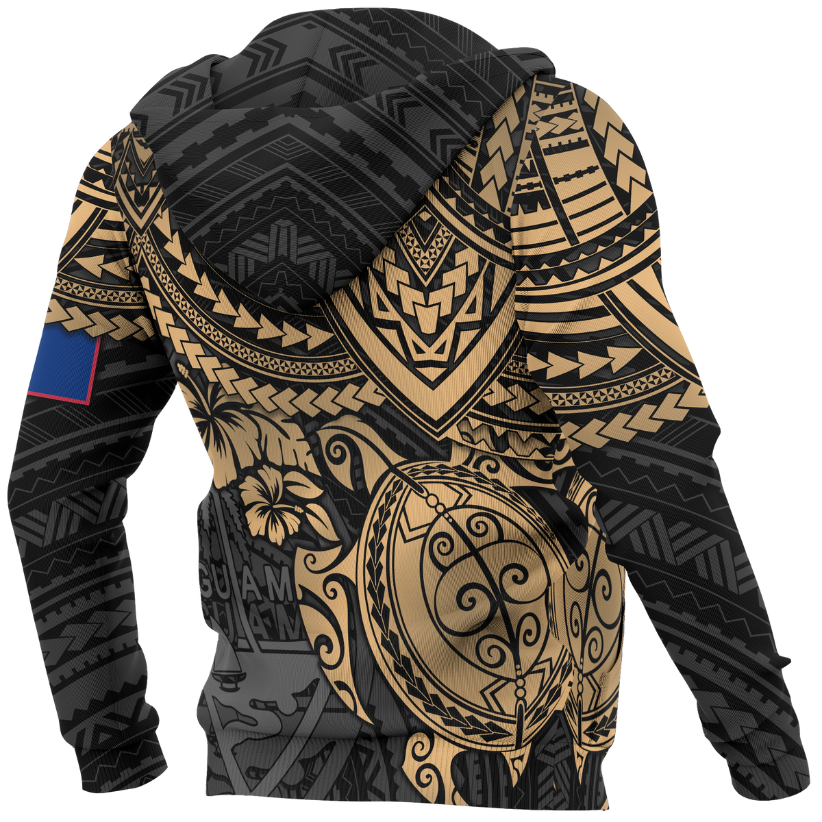 Guam Polynesian Hoodie (Zip up) Golden Turtle - Polynesian Pride