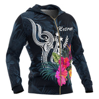 Kosrae Micronesia Zip up Hoodie Tropical Flowers - Polynesian Pride