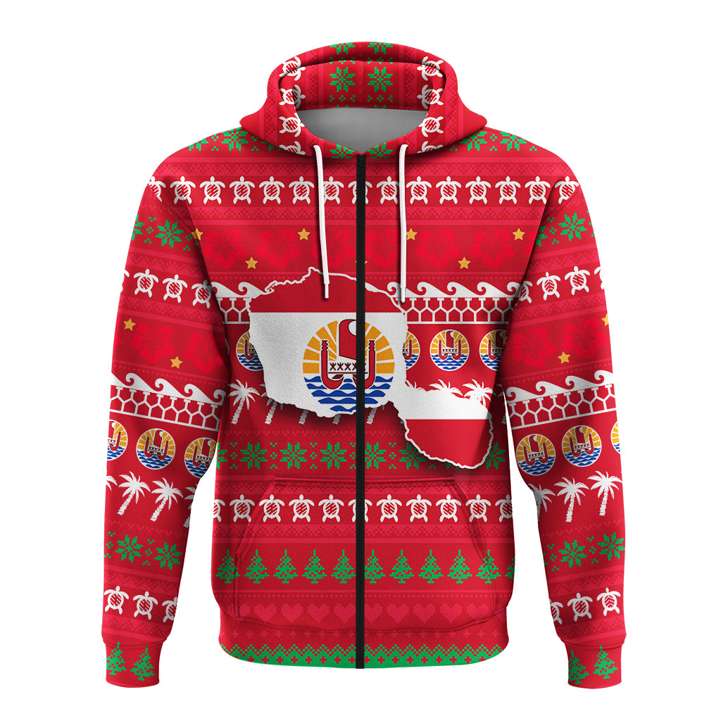 Tahiti Christmas Zip Hoodie Ugly Christmas LT12 - Polynesian Pride