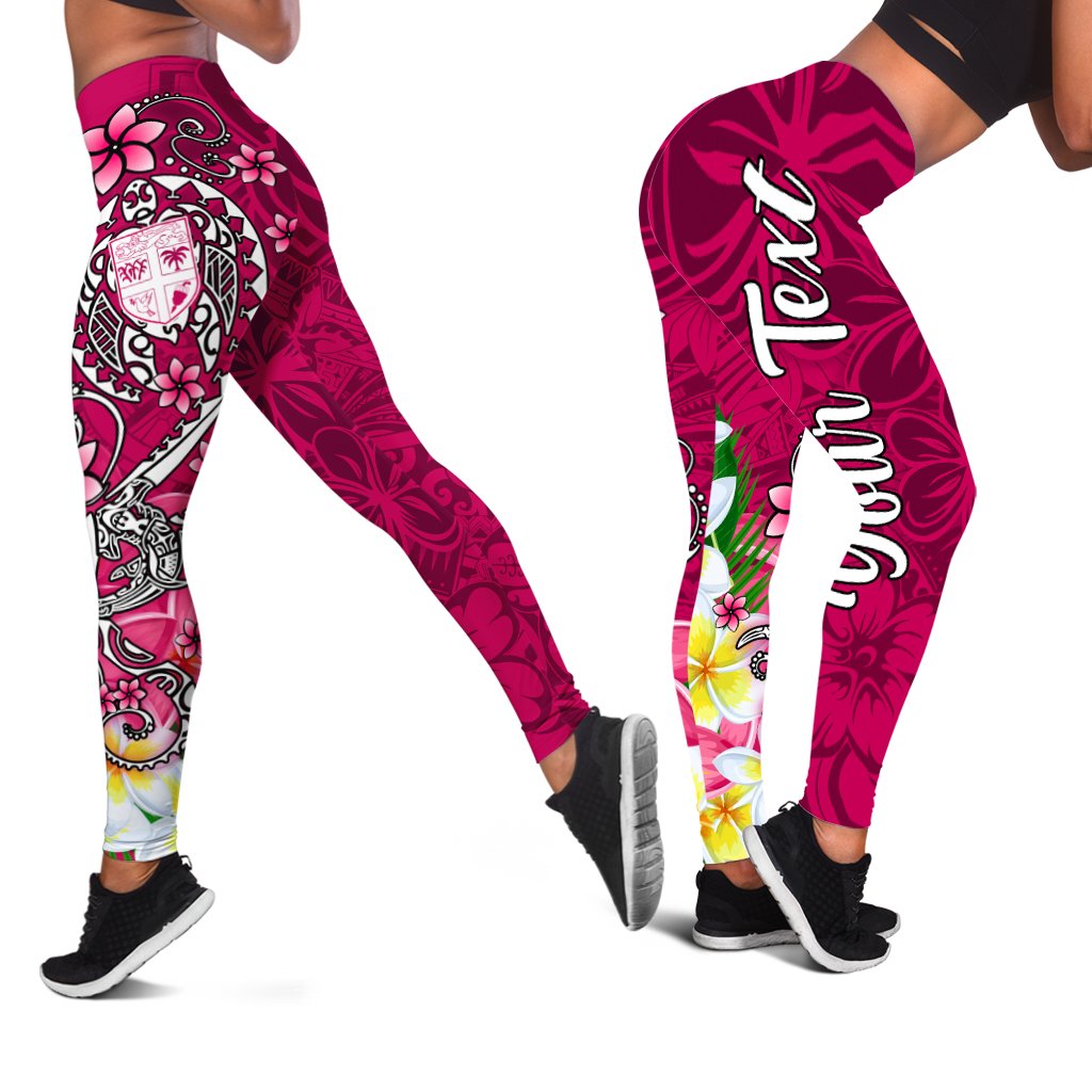 Fiji Custom Personalised Legging - Turtle Plumeria (Pink) Pink - Polynesian Pride