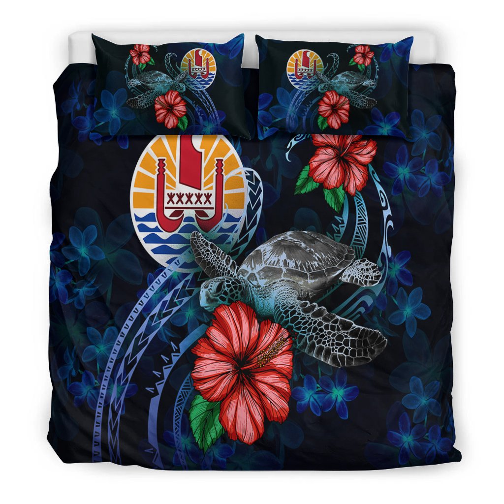 Tahiti Polynesian Bedding Set - Blue Turtle Hibiscus - Polynesian Pride