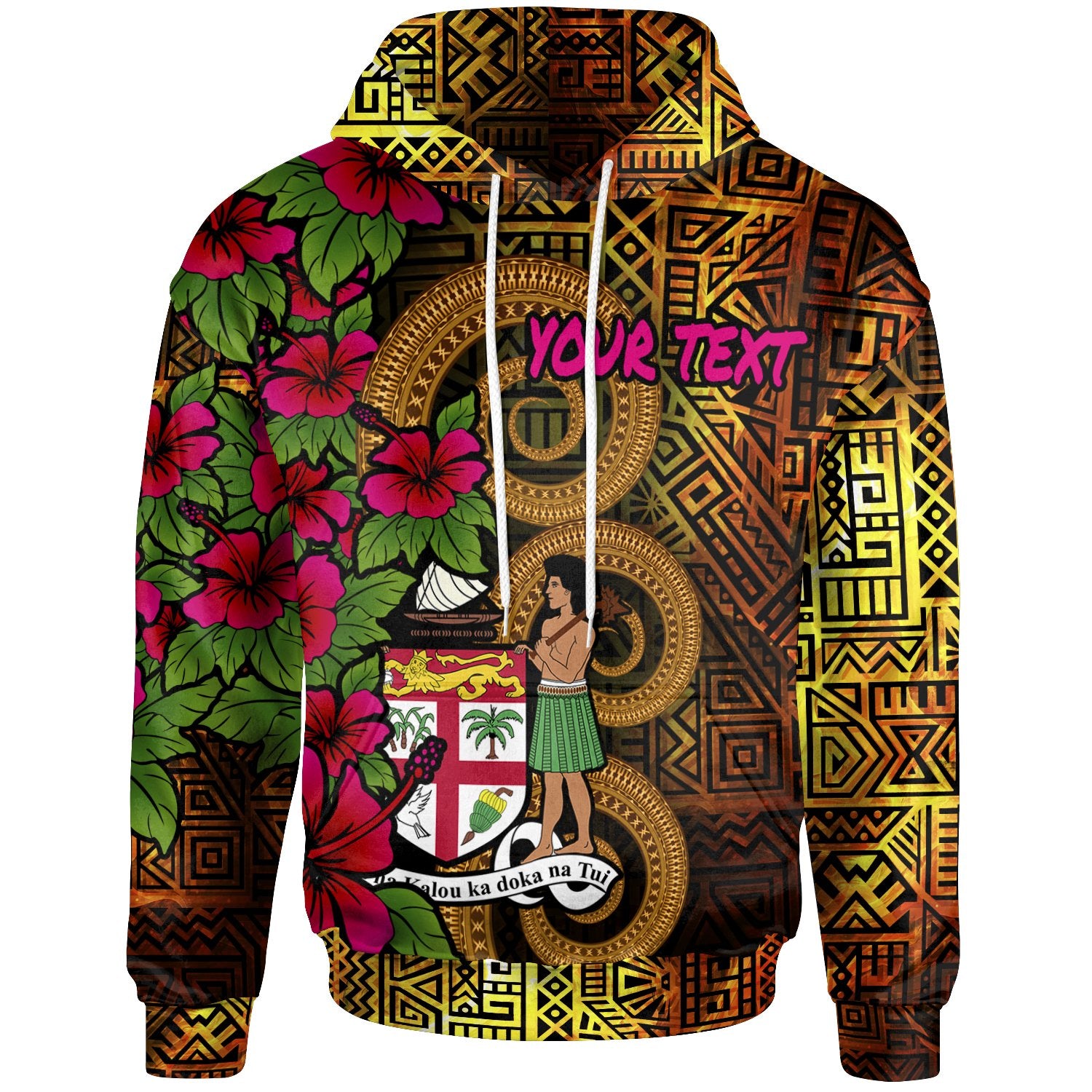 Fiji Polynesian Custom Hoodie Hibiscus Vintage Unisex Orange - Polynesian Pride