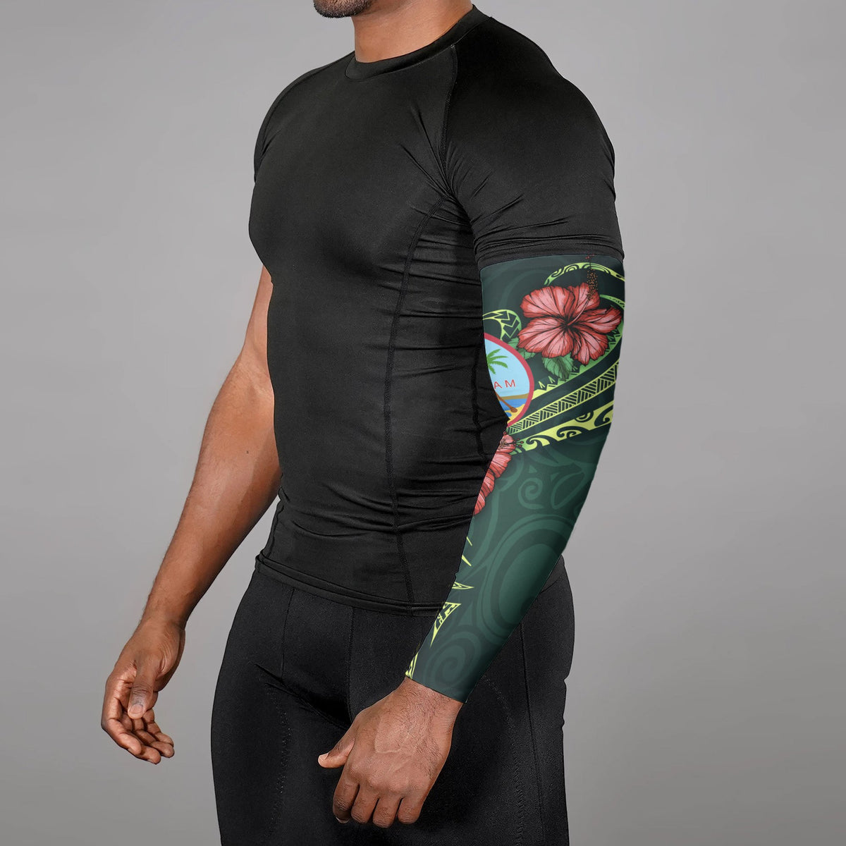 Guam Polynesian Arm Sleeve (Set of 2) - Hibiscus With Seal - Polynesian Pride